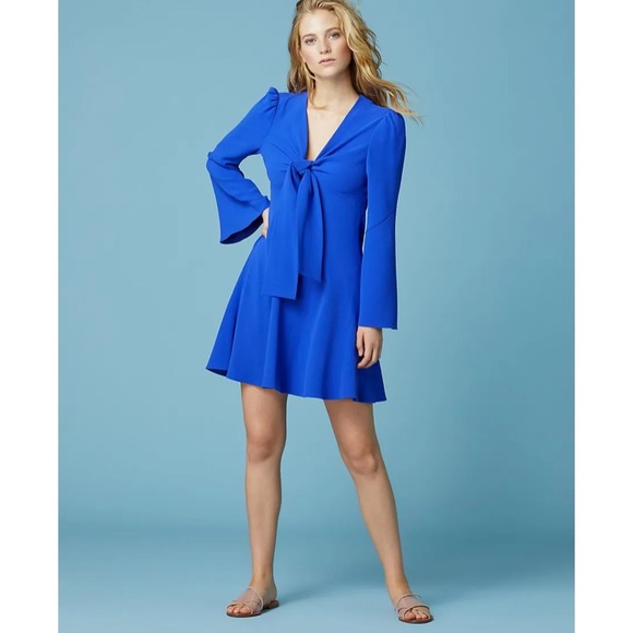 DVF tie front mini dress in Sapphire size 8 - Picture 3 of 8